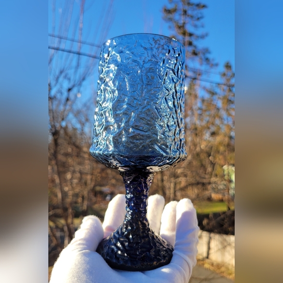 LENOX Impromptu Dark Blue Water Goblets Hand Blown Crystal Stemware Set of 3 USA - Picture 2 of 16